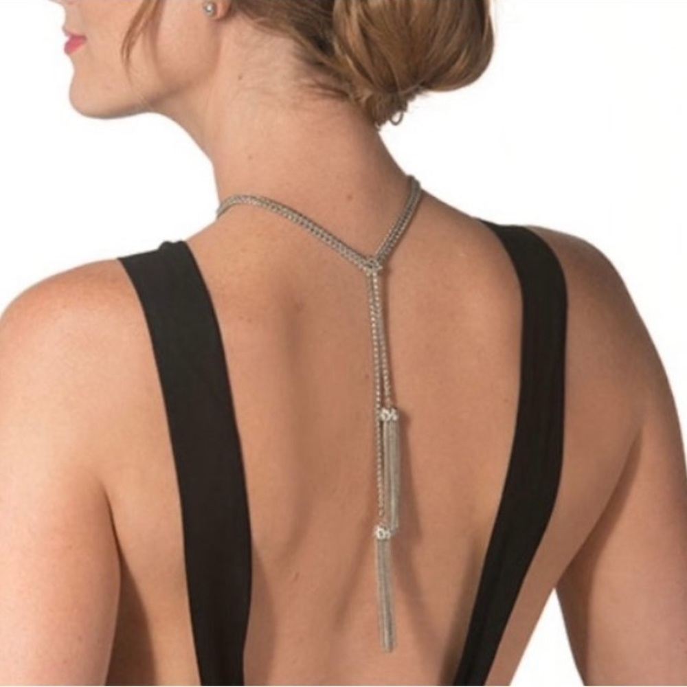 Premier Designs Tassel Silver Tone Rope Chain with Embelished Tassels